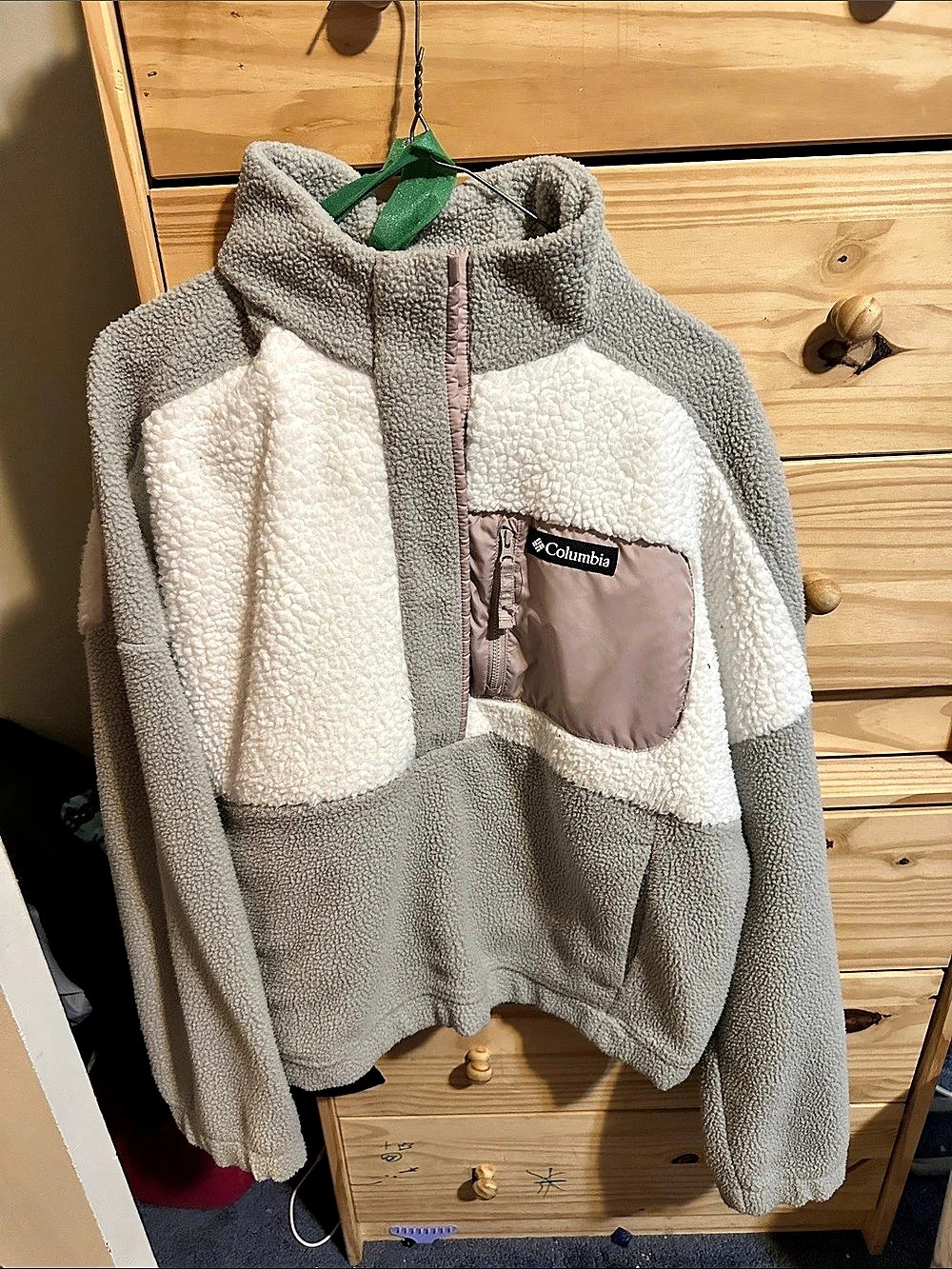 Columbia Women's Helvetia II Cropped Half-Snap Fleece Gray & White XL